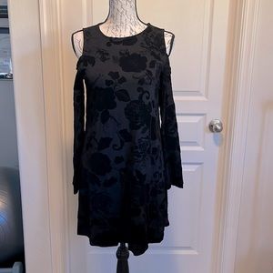 Bobeau Black Dress with Floral Detail